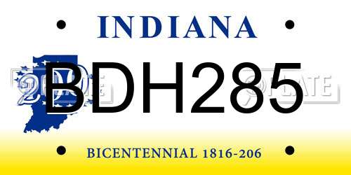 BDH285 Indiana License Plate