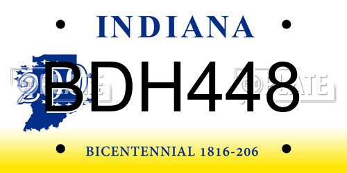 BDH448 Indiana License Plate
