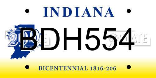 BDH554 Indiana License Plate