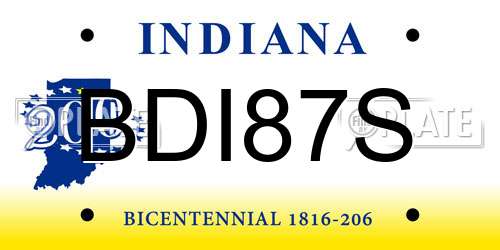 BDI87S Indiana License Plate