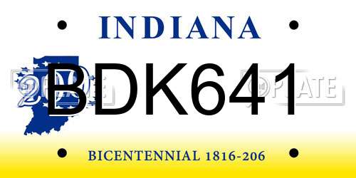 BDK641 Indiana License Plate