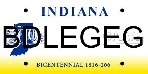 BDLEGEG Indiana License Plate