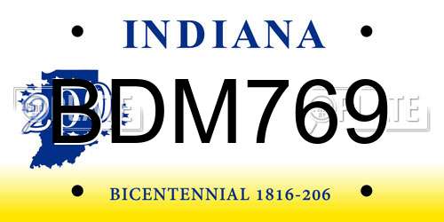 BDM769 Indiana License Plate