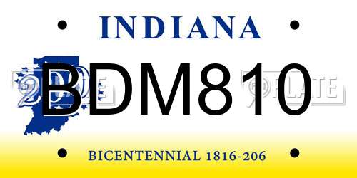 BDM810 Indiana License Plate