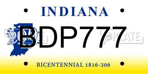 BDP777 Indiana License Plate