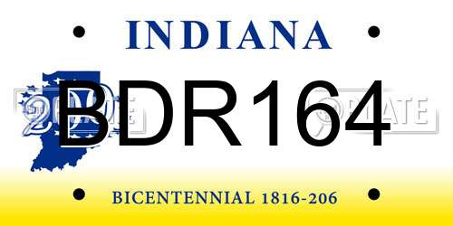 BDR164 Indiana License Plate