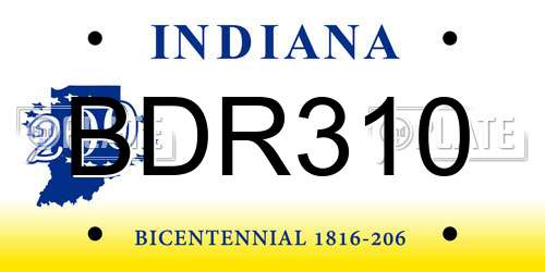 BDR310 Indiana License Plate