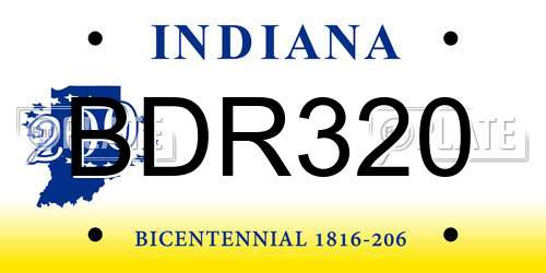 BDR320 Indiana License Plate