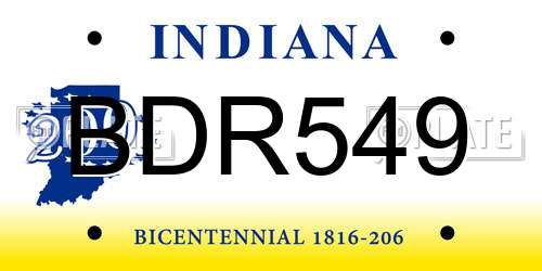 BDR549 Indiana License Plate