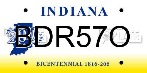 BDR57O Indiana License Plate