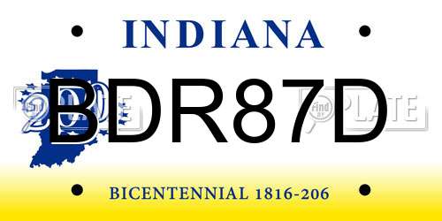BDR87D Indiana License Plate