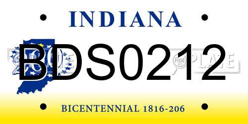 BDS0212 Indiana License Plate