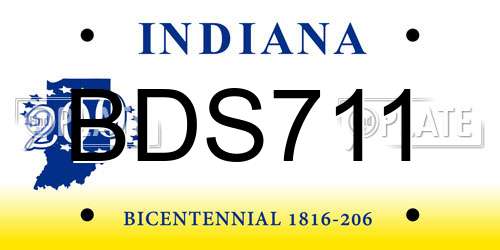 BDS711 Indiana License Plate