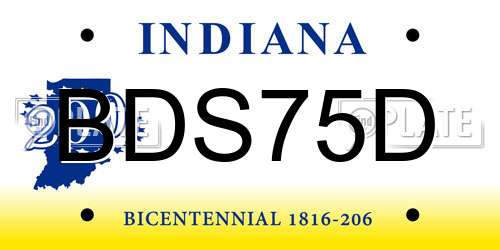 BDS75D Indiana License Plate