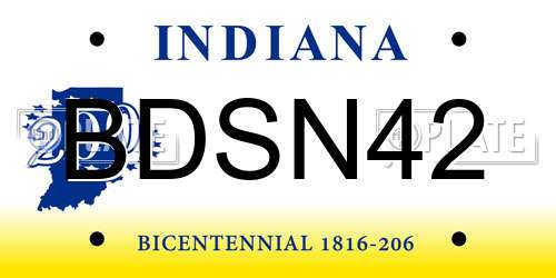 BDSN42 Indiana License Plate