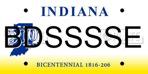 BDSSSSE Indiana License Plate