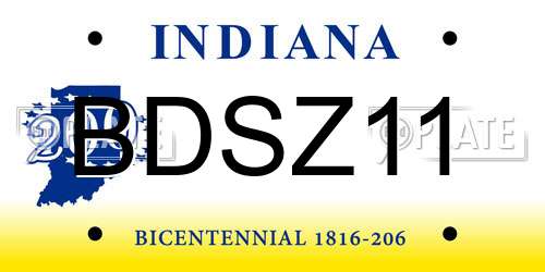 BDSZ11 Indiana License Plate
