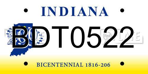 BDT0522 Indiana License Plate