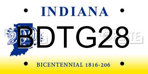 BDTG28 Indiana License Plate