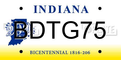 BDTG75 Indiana License Plate