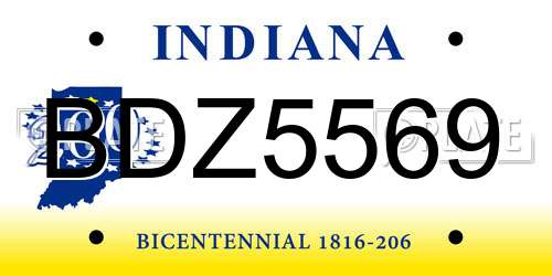 BDZ5569 Indiana License Plate