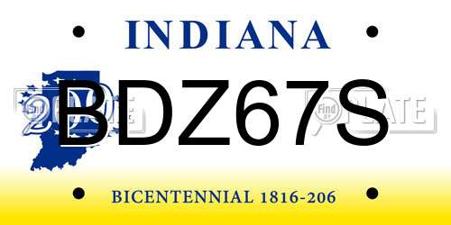 BDZ67S Indiana License Plate