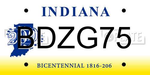 BDZG75 Indiana License Plate