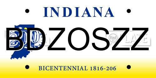 BDZOSZZ Indiana License Plate