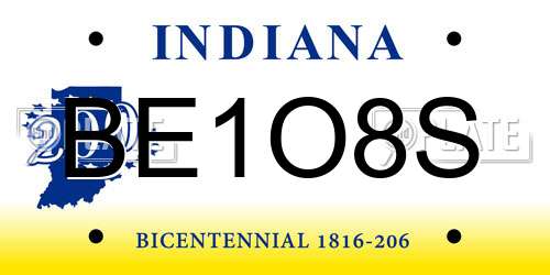 BE1O8S Indiana License Plate