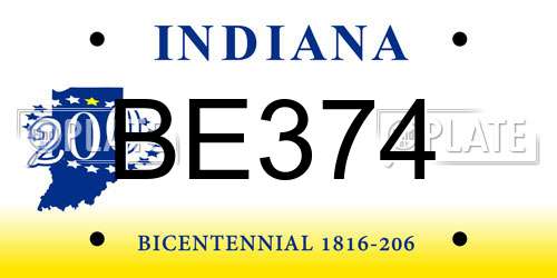 BE374 Indiana License Plate