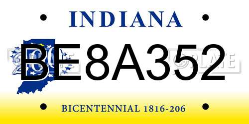 BE8A352 Indiana License Plate