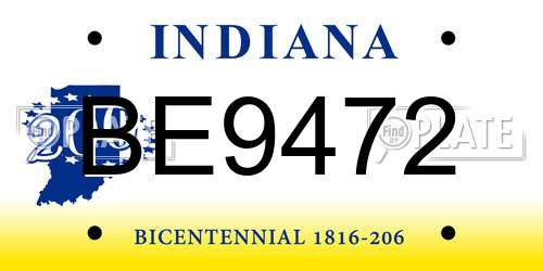 BE9472 Indiana License Plate