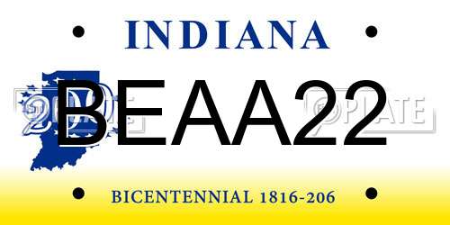 BEAA22 Indiana License Plate