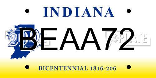 BEAA72 Indiana License Plate