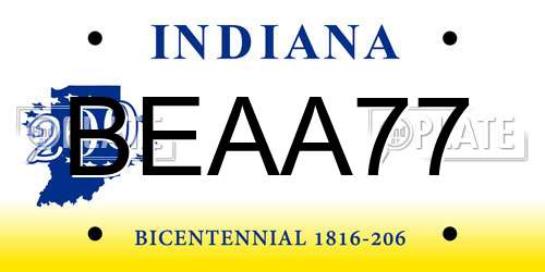 BEAA77 Indiana License Plate