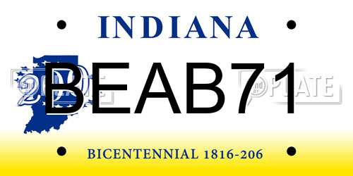 BEAB71 Indiana License Plate