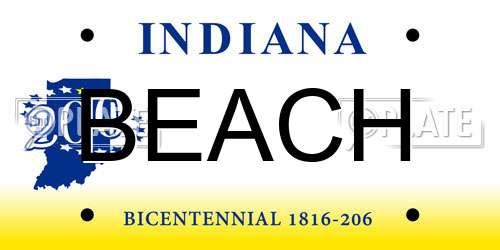 BEACH Indiana License Plate