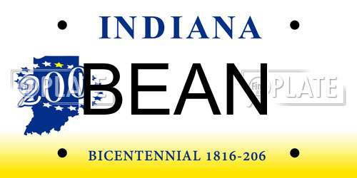 BEAN Indiana License Plate