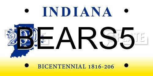 BEARS5 Indiana License Plate