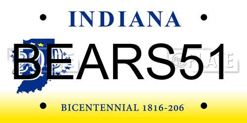 BEARS51 Indiana License Plate