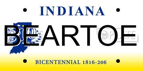 BEARTOE Indiana License Plate