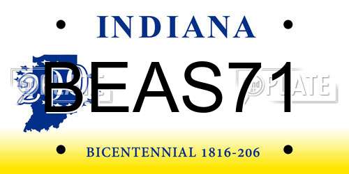 BEAS71 Indiana License Plate