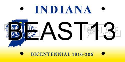 BEAST13 Indiana License Plate