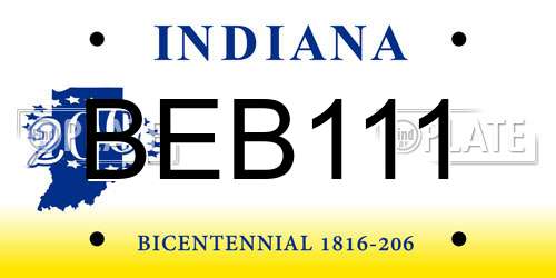 BEB111 Indiana License Plate