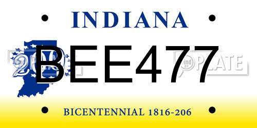 BEE477 Indiana License Plate