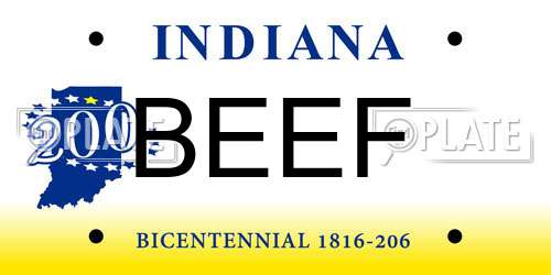 BEEF Indiana License Plate