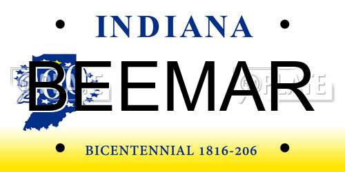 BEEMAR Indiana License Plate