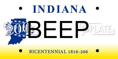 BEEP Indiana License Plate