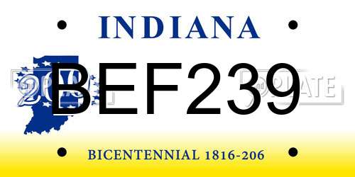 BEF239 Indiana License Plate