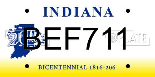BEF711 Indiana License Plate